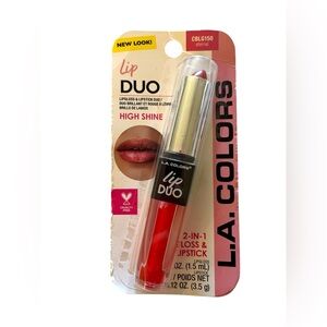 L.A. Colors Lip Duo Gloss/Lipstick - Vibrant Red NIP